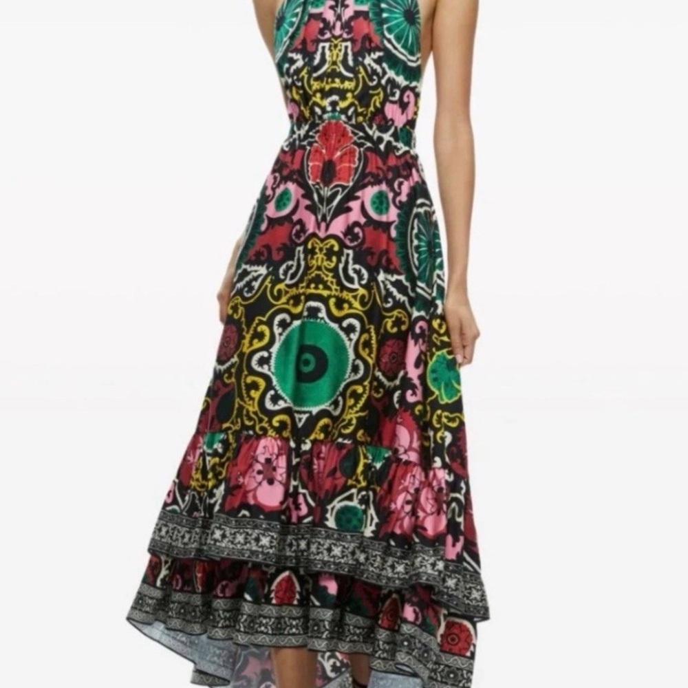 Alice + Olivia Multicolor Halter Asymmetrical Maxi Dress